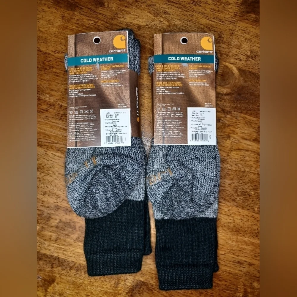 Carhartt Men's Gray and Black Cold Weather Boot Socks 2 Pairs